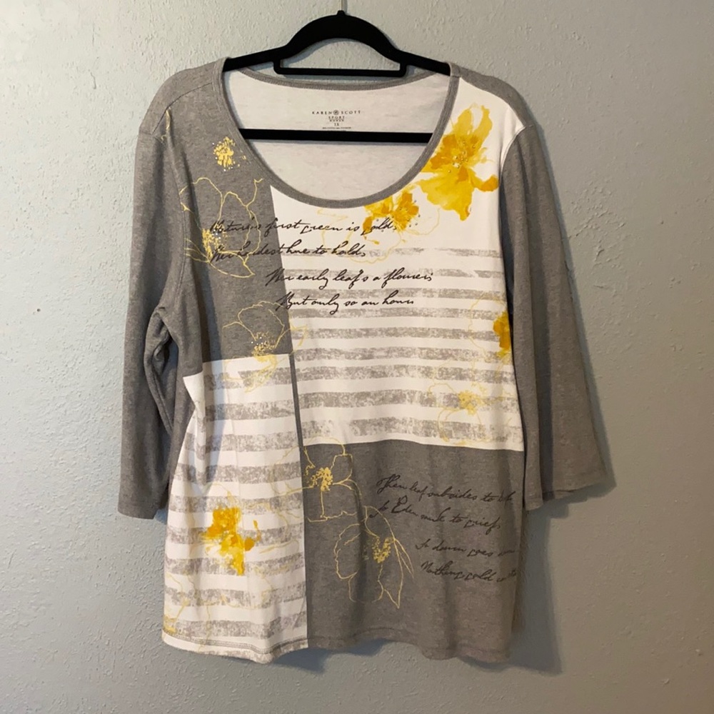 Karen Scott Gray & White Top
